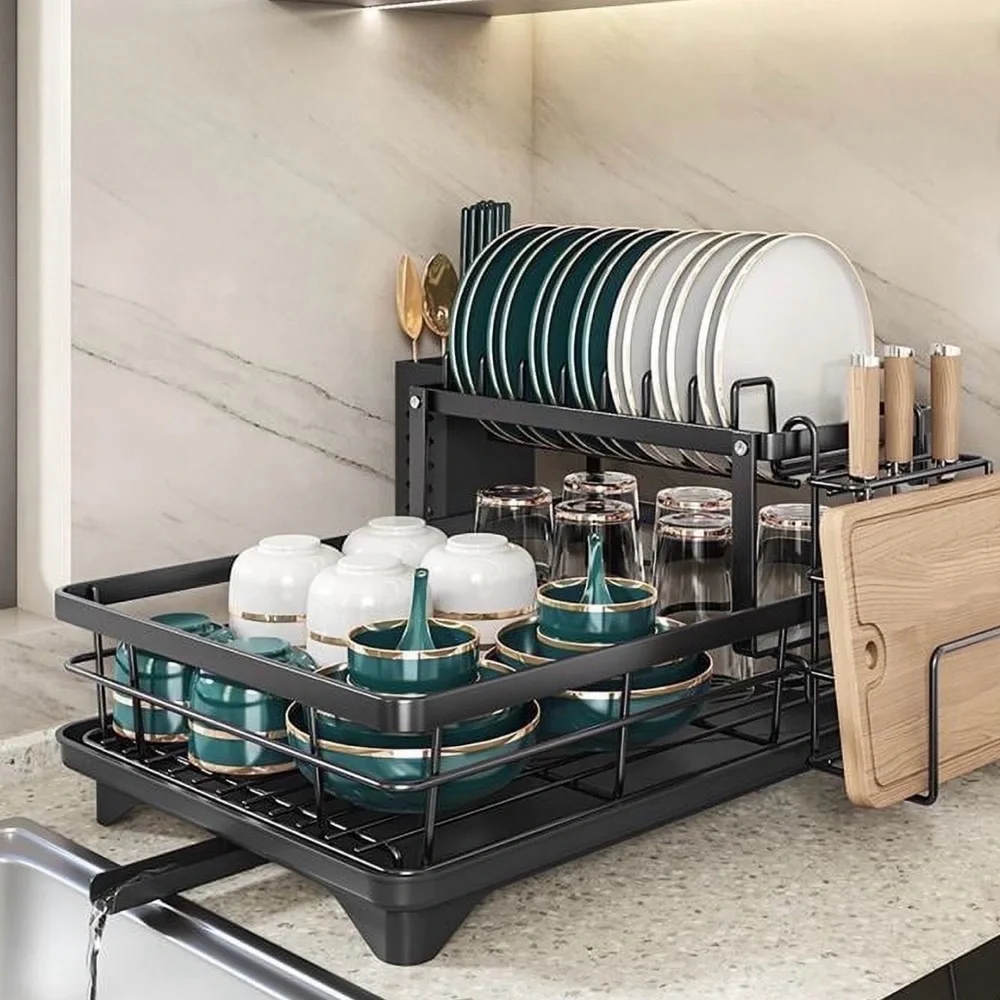 Dish Drying Rack for Kitchen Counter, Stainless Steel Kitchen with a Holder